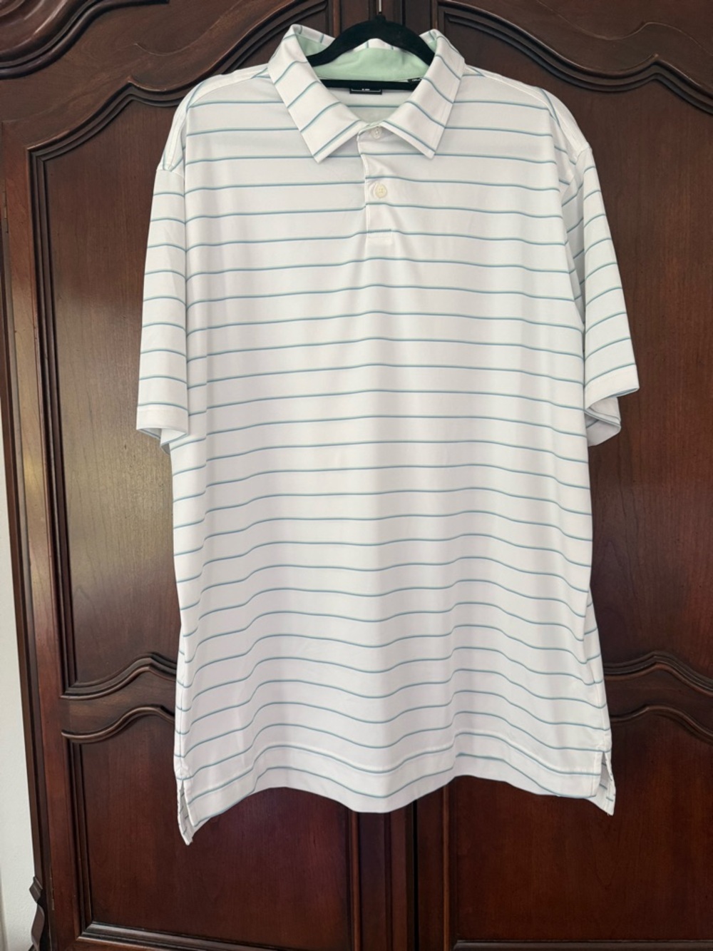 FootJoy Performance Golf Polo XL White Blue Striped Athletic Shirt